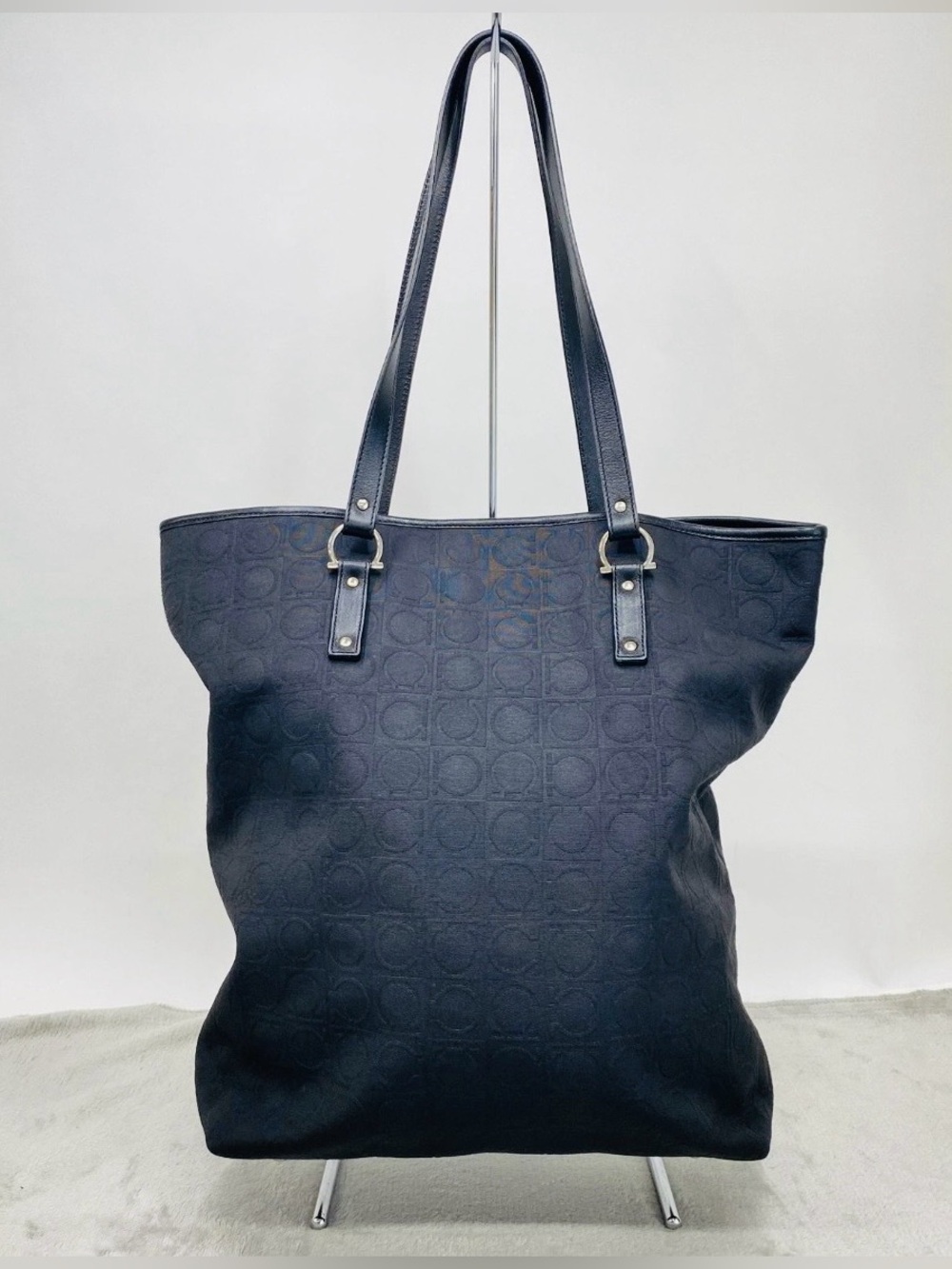 Salvatore Ferragamo Gancini Monogram Canvas & Leather Tote AU-21 4909
